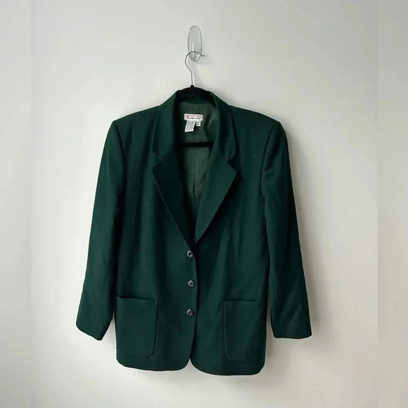 Vintage Talbots Blazer Jacket dark forest Green Wool  Vintage USA Women - Picture 2 of 10